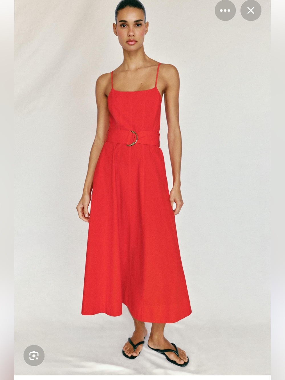 NWOT Zara Red Spaghetti-Strap Maxi Dress with D-Ring Belt
